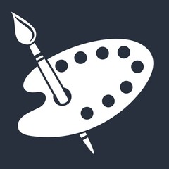 Paint brush with palette icon isolated on dark background. Vector illustration