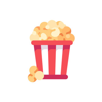 Striped popcorn bucked flat icon