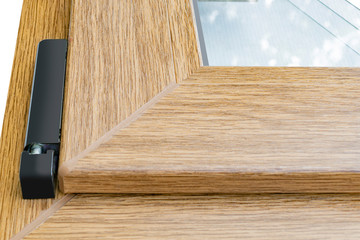 Sample of plastic window made of laminated profile