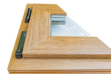 Sample of plastic window made of laminated profile
