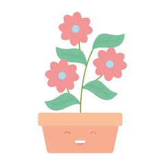 garden flowers plant in square pot kawaii character