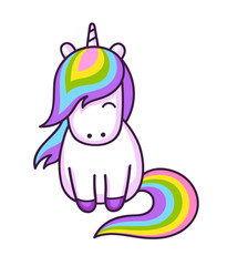 Kawaii rainbow unicorn. Cute cartoon character. Vector illustration.