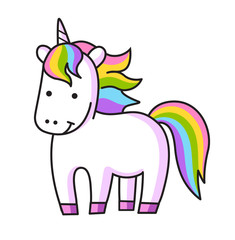 Kawaii cartoon unicorn. Vector illustration.
