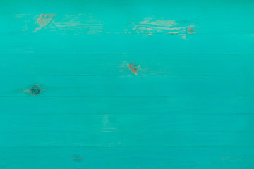 Turquoise wooden beach planks, empty background for copy space, top view
