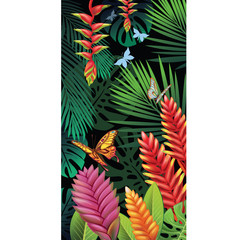 Background with tropical jungle plants