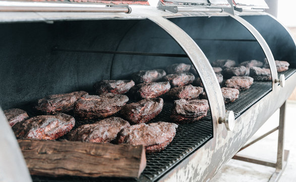 Briskets in a Smoker