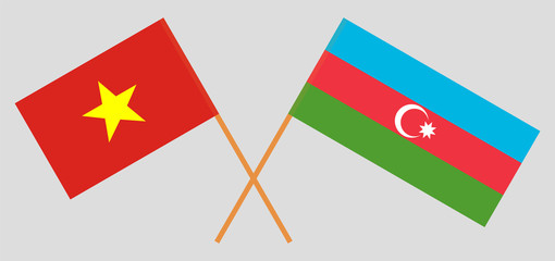 Azerbaijan and Vietnam. Crossed Azerbaijani and Vietnamese flags