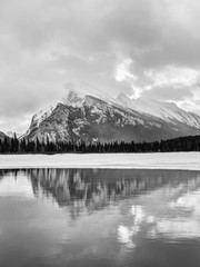 Vermilion Lakes in the Canadian Rockies of Banff National Park During Winter