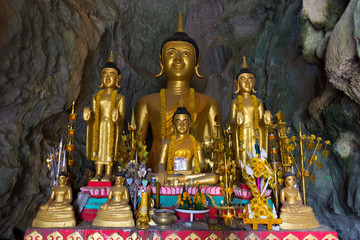 Buddhist Shrine Inside The Tham Xang Cave (Elephant Cave), Vang Vieng, Laos