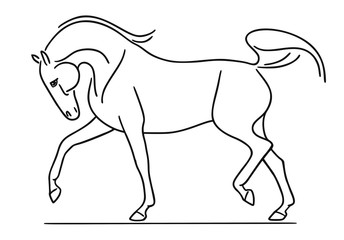 The image of a running horse, hand-painted