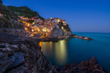 Cinque Terre - Manarola, picturesque fishermen villages in the province of La Spezia, Liguria, Italy 