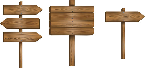 set wooden signs banner 