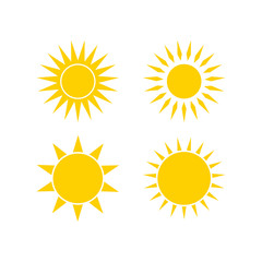 Flat sun icon. Sun pictogram. Trendy vector summer symbol for website design, web button, mobile app. Template vector illustration.