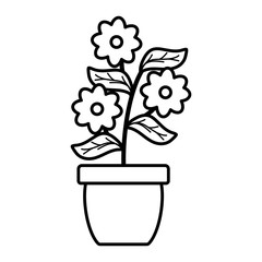 flowers garden and leafs in ceramic pot decoration