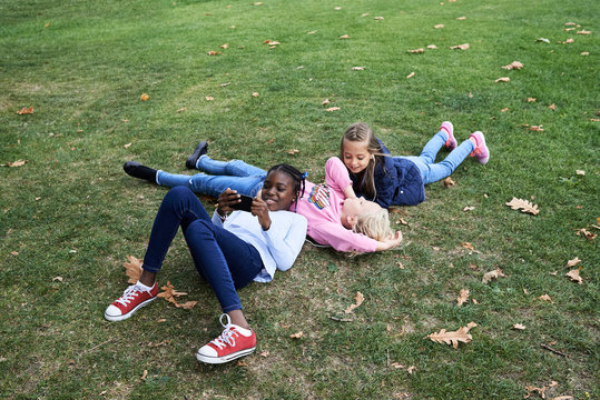 Kids having fun with technology park.