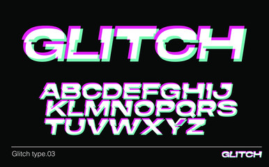 Naklejka na ściany i meble Glitchy dynamic vector modern font. A creative typeface for logo and poster design