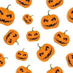 Seamless pattern of halloween pumpkin. Evil scary smiling face. Template design for poster, banner, wallpapers, web page backgrounds, surface textures, scrapbook digital paper.