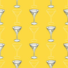 Seamless Pattern with Cocktail Glasses