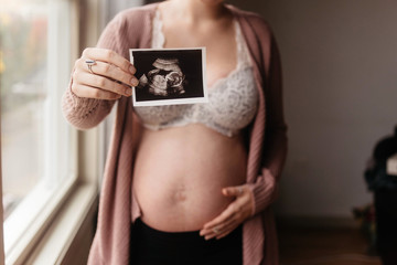 A young pregnant woman at home