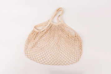 empty wicker bag for shopping on a white background isolated