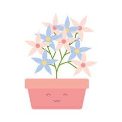 garden flowers plant in square pot kawaii character