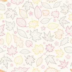Autumn leaves vector seamless pattern