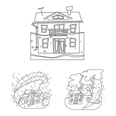 Vector design of cataclysm and disaster icon. Set of cataclysm and apocalypse stock vector illustration.
