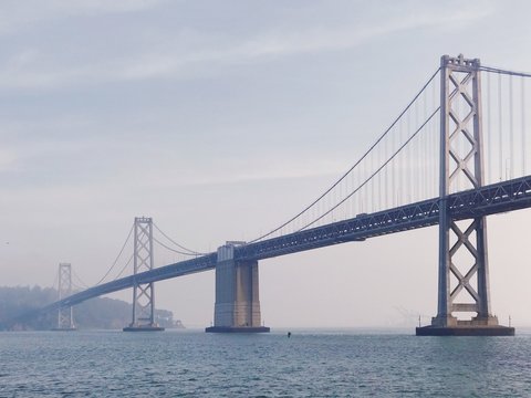 Morning view of the bay bridge from the ferry