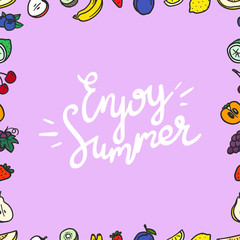 Obraz premium Enjoy summer vector frame with fruits