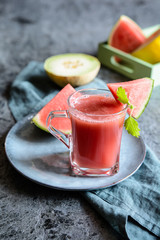 Refreshing juice made from three types of watermelon