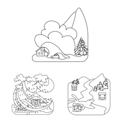 Isolated object of cataclysm and disaster sign. Set of cataclysm and apocalypse vector icon for stock.