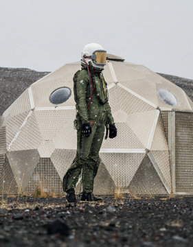 Anonymous astronaut near base