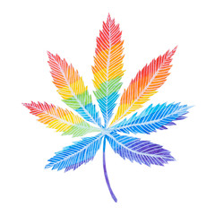disegno colorato arcobaleno foglia di cannabis marijuana