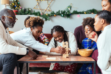 Christmas family at home.