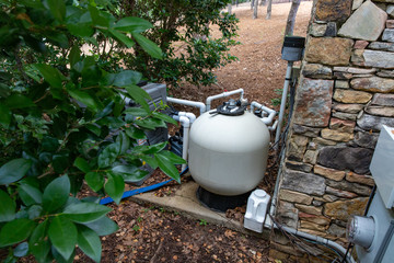 Home pool pump equipment for filtering and maintaining clean water