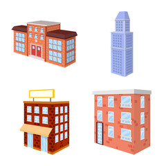 Vector design of city and build symbol. Set of city and apartment stock vector illustration.