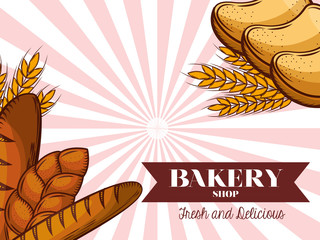 Bread baguette and toast of bakery vector design