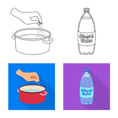 Vector design of cooking and sea sign. Set of cooking and baking stock symbol for web.