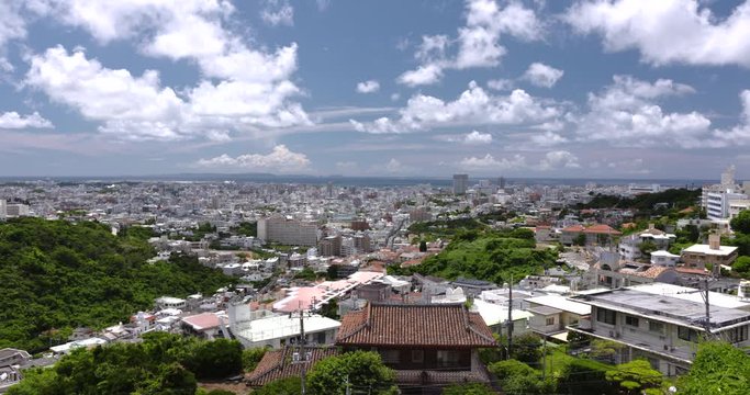 晴れた日の、琉球沖縄那覇市の街並み俯瞰-Ryukyu Okinawa Naha city overhead view, sunny day(Bird's-eye view)