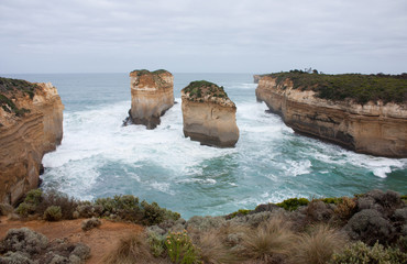 Cliffs and the sea at the Great Ocean Road in Australia