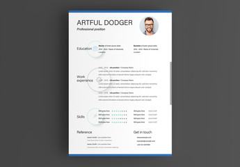 Resume Layout with Large Icons in Background