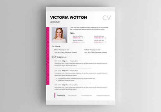 Resume Layout with Crosshatching Elements