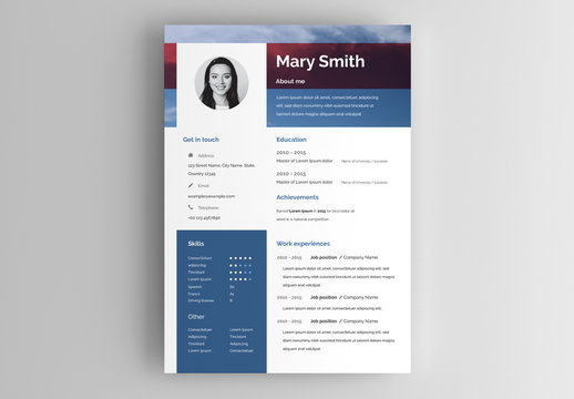 Resume Layout with Blue Sky Element