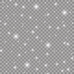 White sparks shine a special light effect. Glitters on a transparent background. Christmas abstract pattern. Glittering particles of magical dust. Stock vector