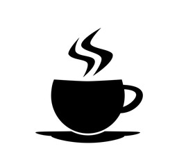 Coffee cup icon. Vector in black on a white background.