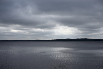 Lake at cloud day.