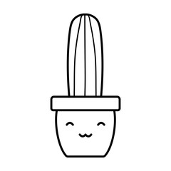 exotic cactu plant in ceramic pot kawaii character