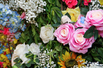 Arranjo florais coloridos. Fundo. Flores diversas