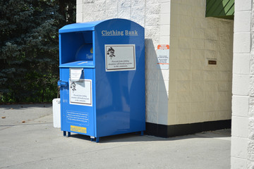 Clothing donation container for public drop off
