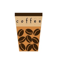 Coffee cup vector illustration isolated on background. Plastic coffee cup with hot coffee in flat style.